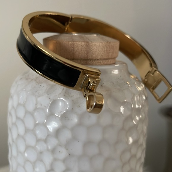 Kate Spade gold and black bangle bracelet with opening. EUC. - Picture 5 of 11